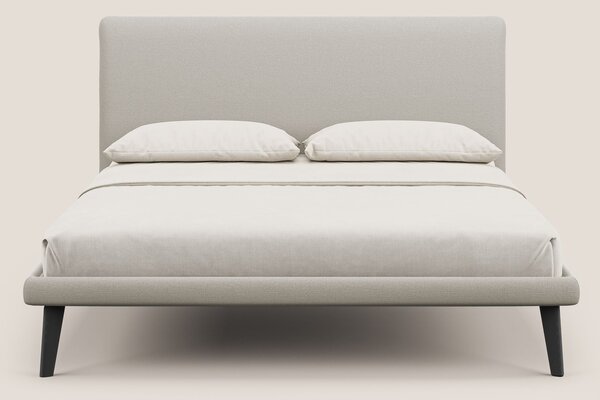 Noel letto minimal scandinavo con piedi in mogano e tessuto fiammato i