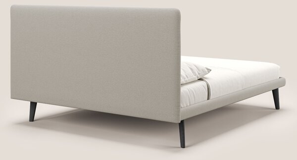 Noel letto minimal scandinavo con piedi in mogano e tessuto fiammato i