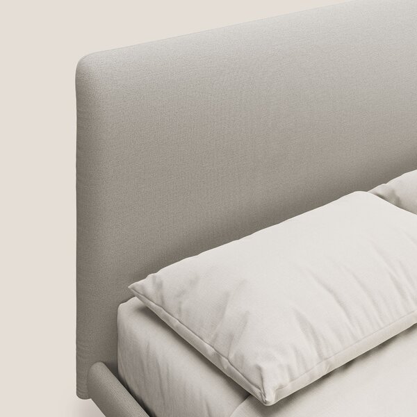 Noel letto minimal scandinavo con piedi in mogano e tessuto fiammato i