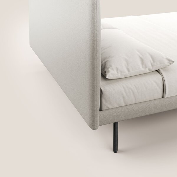Noel letto minimal scandinavo con piedi in mogano e tessuto fiammato i