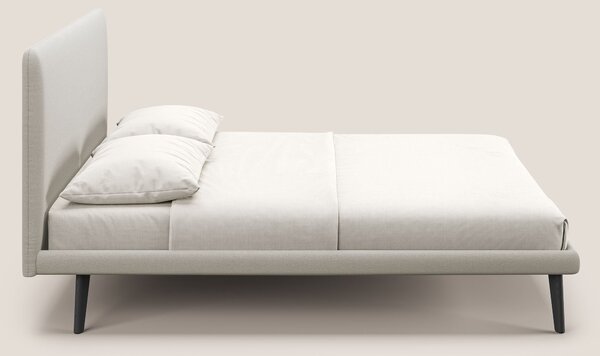 Noel letto minimal scandinavo con piedi in mogano e tessuto fiammato i