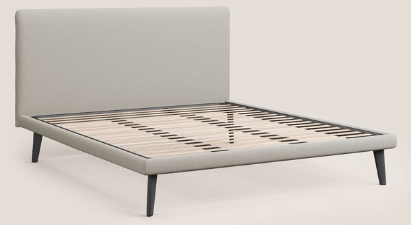 Noel letto minimal scandinavo con piedi in mogano e tessuto fiammato i
