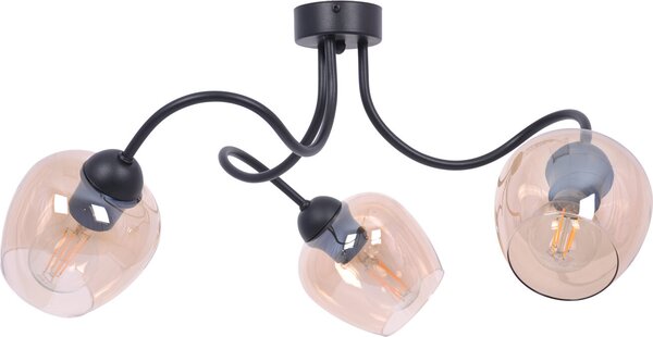 Lampada da soffitto AMOS color ambra e nero, 3xE27x60W, vetro, dimensioni: 28x58x58 cm, IP20, Kaja