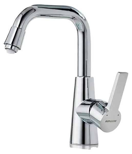 Miscelatore per lavabo, bocca girevole a 360°, design a risparmio idrico, argento, cromato