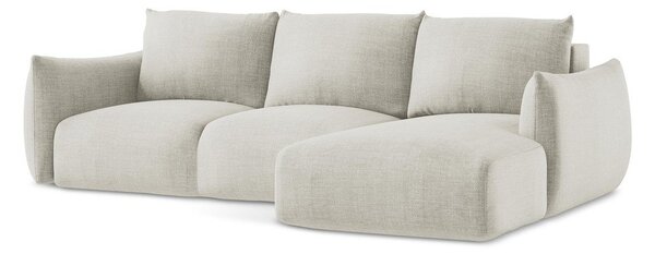 Divano angolare beige allungabile (con penisola a destra/con chaise lounge) Leila – Makamii