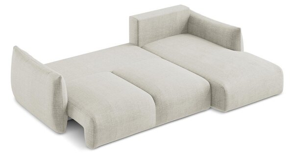 Divano angolare beige allungabile (con penisola a destra/con chaise lounge) Leila – Makamii