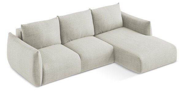 Divano angolare beige allungabile (con penisola a destra/con chaise lounge) Leila – Makamii