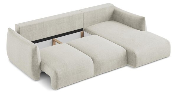 Divano angolare beige allungabile (con penisola a destra/con chaise lounge) Leila – Makamii