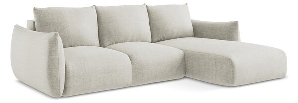 Divano angolare beige allungabile (con penisola a destra/con chaise lounge) Leila – Makamii