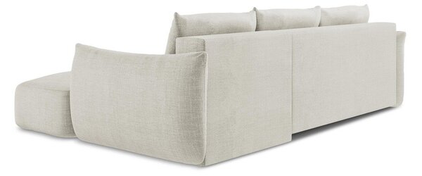 Divano angolare beige allungabile (con penisola a destra/con chaise lounge) Leila – Makamii