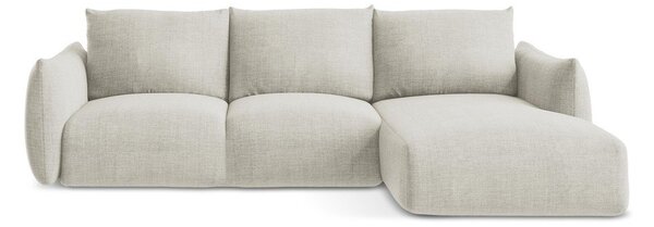 Divano angolare beige allungabile (con penisola a destra/con chaise lounge) Leila – Makamii