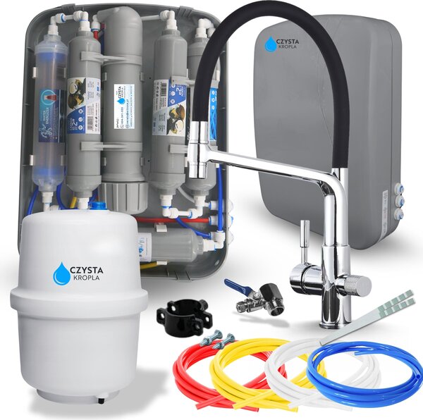Rubinetto da cucina Ari Flexible con doppia uscita per filtro acqua, beccuccio girevole, cromato, con aeratore e montaggio monoforo