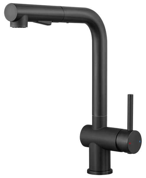 Rubinetto da cucina, orientabile a 360 gradi, design estraibile, nero, G3/8