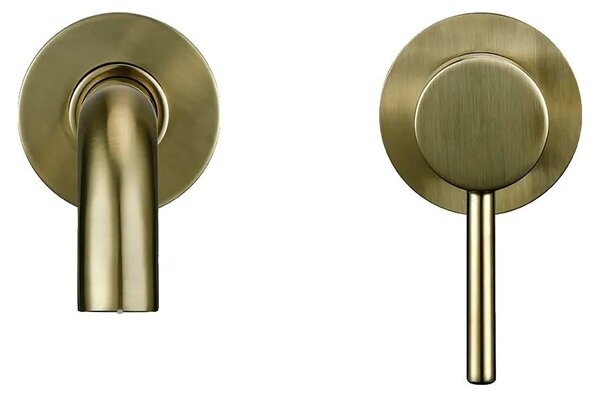 Miscelatore per lavabo, montaggio a parete, stile contemporaneo, 26 cm, oro spazzolato