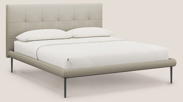 Midori letto imbottito trapuntato in ecopelle con piedini alti T04 tor