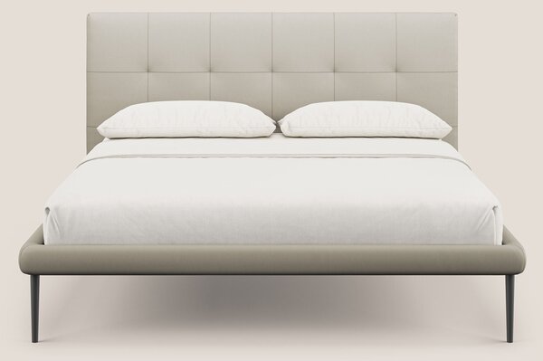 Midori letto imbottito trapuntato in ecopelle con piedini alti T04 tor
