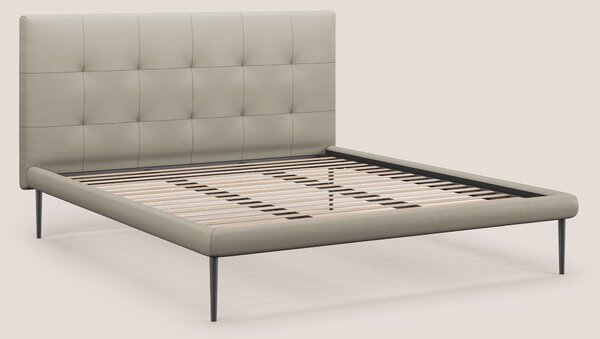 Midori letto imbottito trapuntato in ecopelle con piedini alti T04 tor