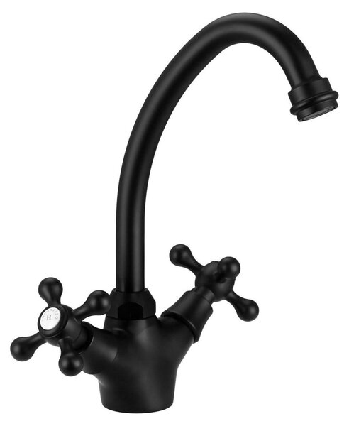 Aquanello Heritage Ascot Cucina classica Rubinetto da cucina in stile retrò Nero BL-4004-HA