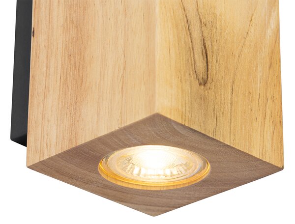 Applique da parete rustica in legno quadrata 2 luci - Sandy