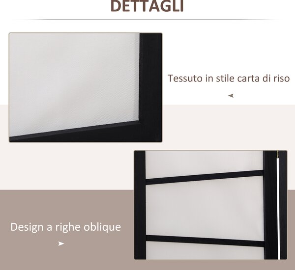 HOMCOM Paravento Separè a 3 Pannelli Pieghevole in Legno, 170x120cm, Nero e Bianco|Aosom