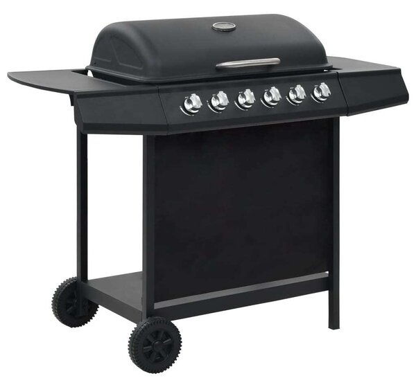 Barbecue Griglia a Gas con 6 Fornelli Acciaio Nero