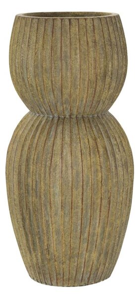 Vaso Forma Rotonda a due stadi ,Rustico, � 25x h 52.00 cm - Foro 17 cm in texture scanalata Colore naturale Verde sporco