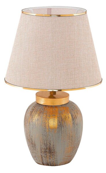 Lampada da tavolo color crema/dorata con paralume in tessuto (altezza totale 47 cm) Yakamoz – Opviq lights