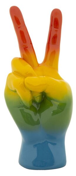 Mano Statuetta Gesto Rainbow Vittoria Dimensioni 14x10xh 36 cm in resina decorata a mano colore multicolor
