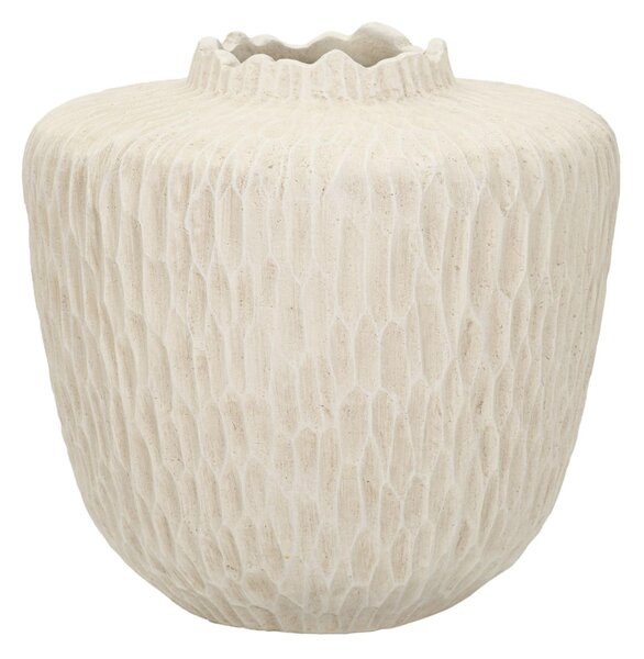 Vaso decorativo dalla Forma Rotonda, SHADE, Dimensioni � 35x h25 cm Foro 12 cm in texture scanalata Colore naturale Crema