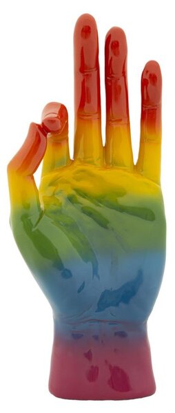 Mano Statuetta Gesto Dell 'OK Dimensioni 14x10xh 36 cm in resina decorata a mano colore multicolor