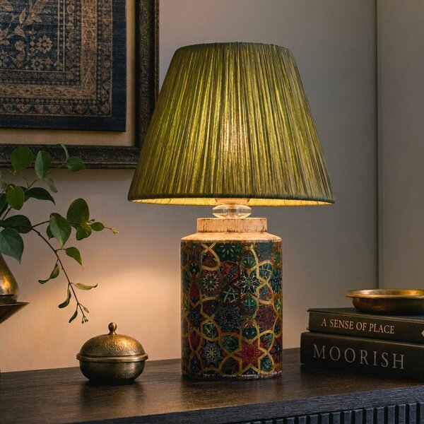 Lampada da tavolo verde con paralume in carta lavorata (altezza totale 38 cm) Alev – Opviq lights