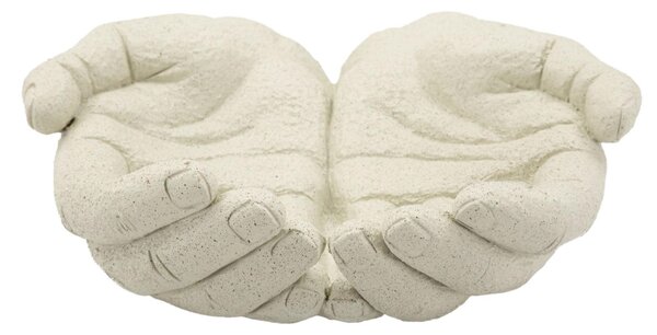 Svuotatasche, originale scultura-vassoio a forma di mani intrecciate Dimensioni 22,7x20x7,3 cm - 0,9 kg, colore crema