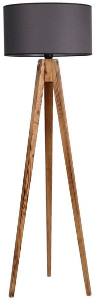 Lampada da terra grigio scuro/di colore naturale con paralume in tessuto (altezza totale 153 cm) Tripod – Opviq lights