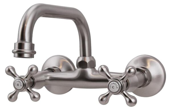 Aquanello Heritage Ascot Rubinetto da cucina classico a parete con bocca superiore in acciaio inossidabile NB-4110-HA
