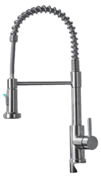 Rubinetto da cucina, acciaio inossidabile, altezza 38 cm, estensione del beccuccio 20 cm, beccuccio orientabile a 360 gradi, modalità getto e spruzzo