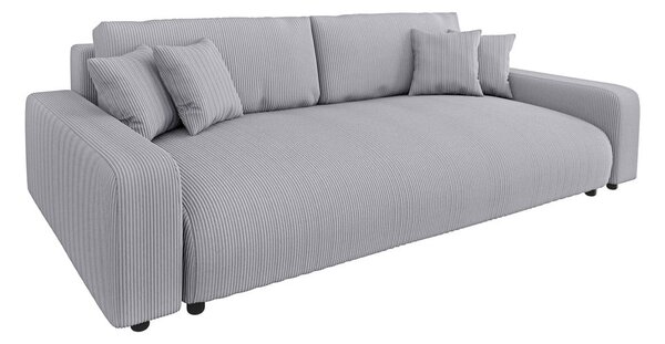Divano grigio chiaro allungabile/con contenitore con rivestimento in velluto a coste 234 cm Sara – Ropez
