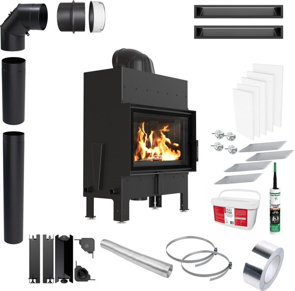 Camino KRATKI FLOKI S 8kW EKO Ø160 Nero Set di installazione
