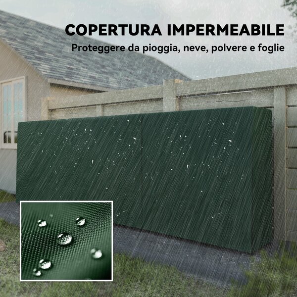 Outsunny Portalegna da 1m³ Regolabile con Telo Impermeabile in PE, in Metallo, 300x36x99 cm, Nero e Verde Scuro | Aosom Italy
