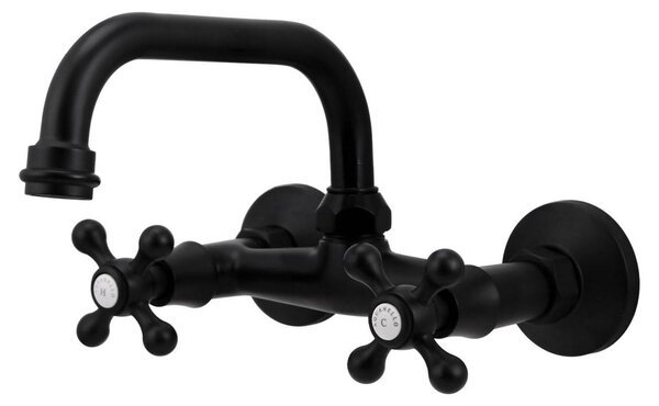 Aquanello Heritage Ascot Rubinetto da cucina classico a parete con bocca superiore, nero BL-4110-HA