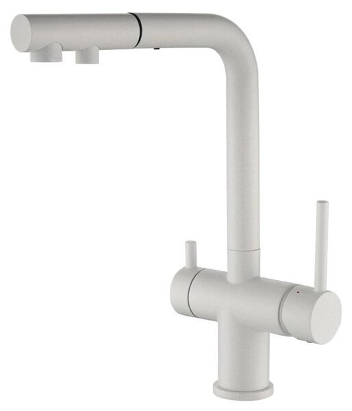 Ausmann Ellington Miscelatore da cucina a 3 vie con bocca estraibile e acqua filtrata – Bianco - 1208970496
