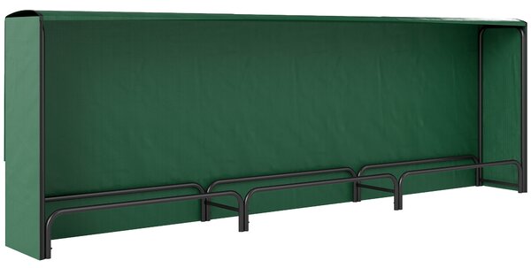 Portalegna Regolabile 300x36x99 cm con Telo Impermeabile in PE e Metallo Nero e Verde Scuro