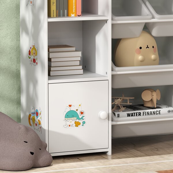 AIYAPLAY Mobile per bambini, scaffale per giocattoli per bambini con 8 casse rimovibili, 140 x 30 x 90 cm, bianco | Aosom Italy