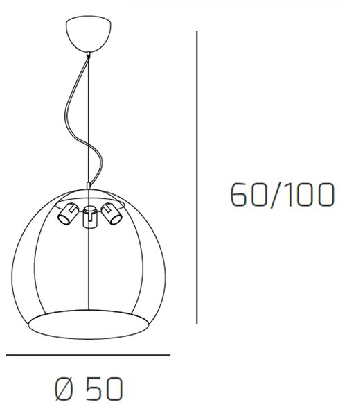 Sospensione Moderna Basket Alluminio E Metallo Grigio 3 Luci E27 50Cm
