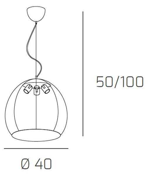 Sospensione Moderna Basket Alluminio E Metallo Grigio 3 Luci E27 40Cm