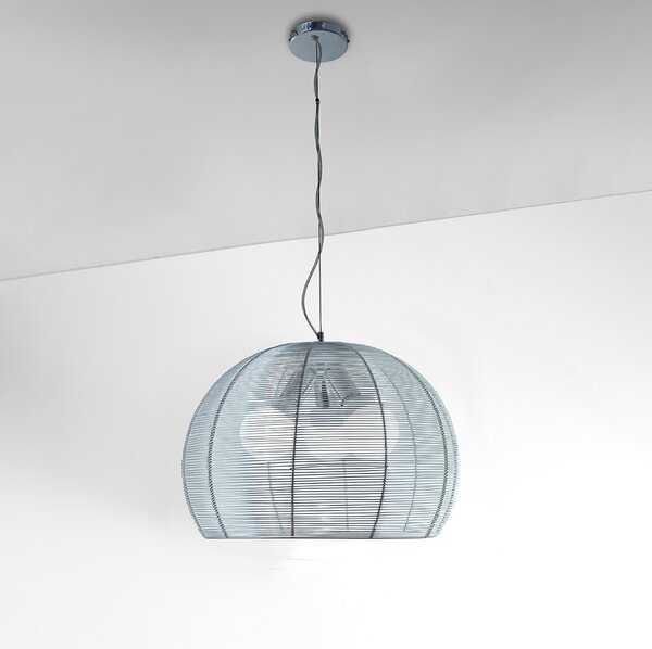 Sospensione Moderna Basket Alluminio E Metallo Grigio 3 Luci E27 50Cm