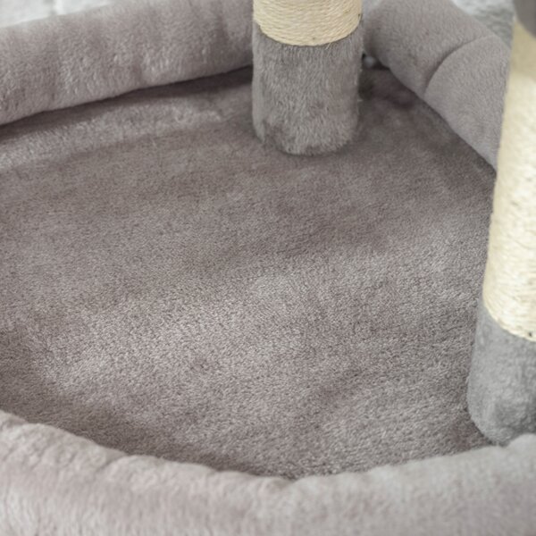 PawHut Albero tiragraffi per gatti con palo in sisal, piattaforma e rifugio, 49x49x114cm, Grigio chiaro | Aosom Italy