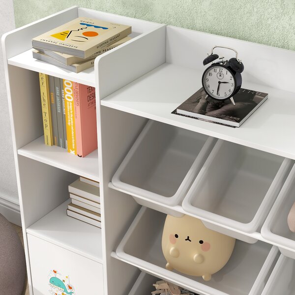 AIYAPLAY Mobile per bambini, scaffale per giocattoli per bambini con 8 casse rimovibili, 140 x 30 x 90 cm, bianco | Aosom Italy
