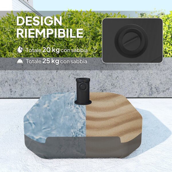 Outsunny Base per Ombrellone Quadrata Riempibile con Sabbia o Acqua fino a 25kg, Nero | Aosom Italy