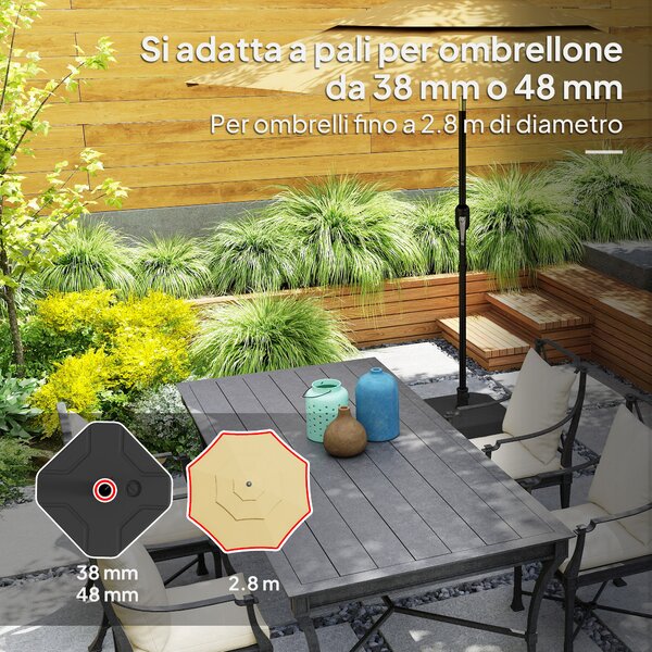 Outsunny Base per Ombrellone Quadrata Riempibile con Sabbia o Acqua fino a 25kg, Nero | Aosom Italy