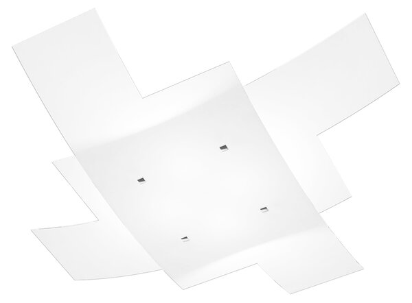 Plafoniera Moderna Tetris Metallo Bianco Vetro 4 Luci E27 95Cm